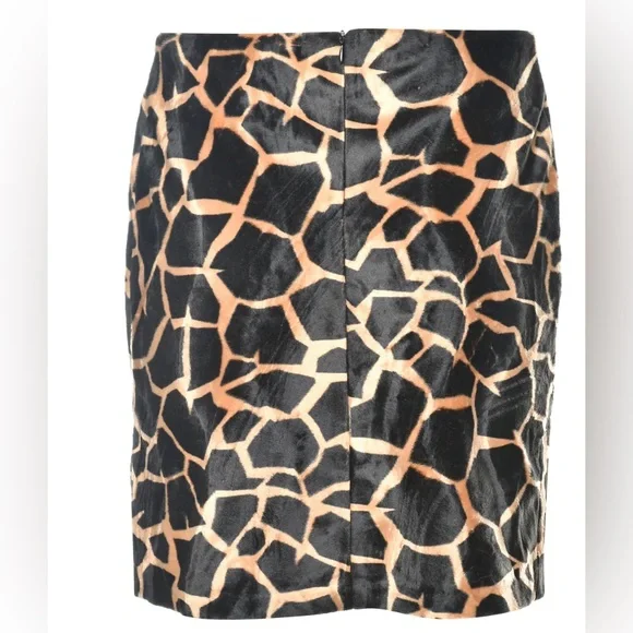 Vintage Faux Fur Giraffe Pattern Pencil Skirt